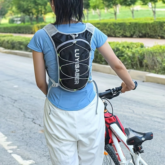 Unisex Lightweight Marathon Hydration Pack - Durable Nylon Cycling Backpack with Zippered Utility Pocket for Outdoor Hiking and Travel, Cycling Backpack