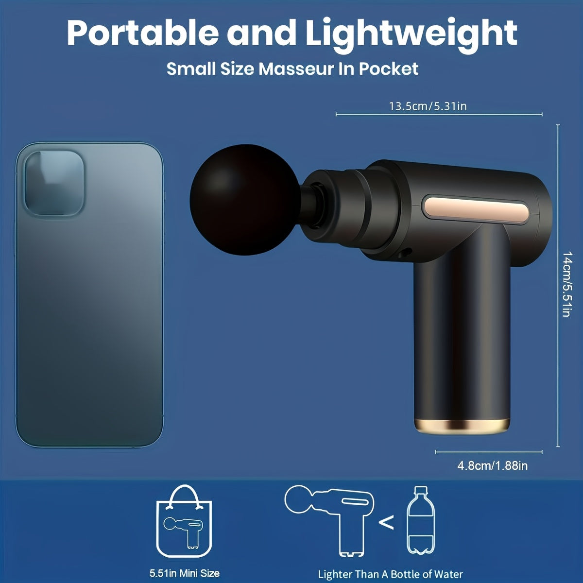 4-Head Interchangeable Massage Gun, 6 Adjustable Levels, LCD Display, Low Noise, USB Rechargeable, Perfect Holiday Gift!