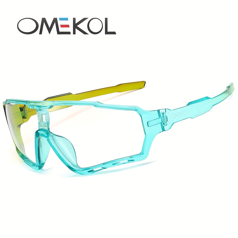 Óculos de moda unissexo OMEKOL - Estrutura de PC com armação completa e lentes de gradiente roxo e azul, leves e duráveis para homens e mulheres, perfeitos para uso casual ou formal, óculos de moda, óculos modernos, lentes de alta qualidade, lentes de padel para homens