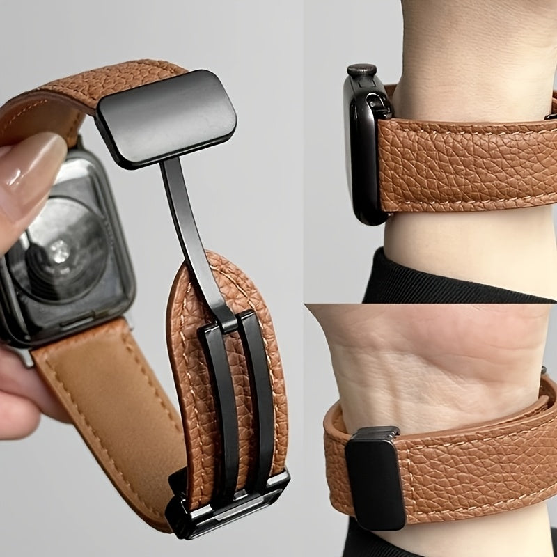 1pc Suitable for Apple Watch Strap Litchi Pattern Magnetic Strap SE S123456789 watchband