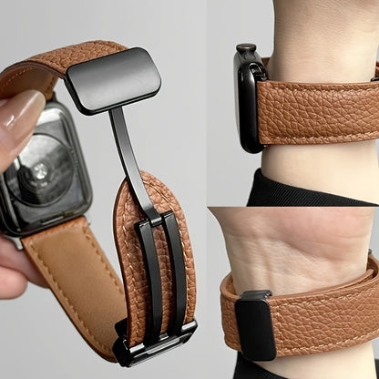 1pc Suitable for Apple Watch Strap Litchi Pattern Magnetic Strap SE S123456789 watchband