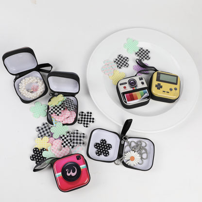 1pc Creative Cute Tinplate Camera Pattern Coin Purse, Vintage Zipper Metal Coin Purse Mini Coin Key Storage Pouch Headphone Holder