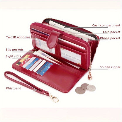 Bright And Shiny Long Wallet with Large Capacity for Multiple Cards, Combined with A Handbag, Featuring A Wrist Strap