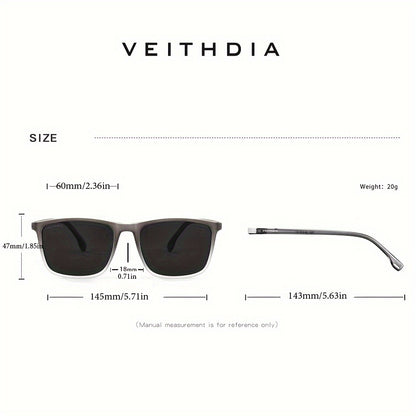 VEITHDIA Óculos de Sol Fashion Polarizados e Resistentes aos Raios UV, Óculos de Direção Estilosos, Formato Caixa para Proteção Solar e dos Olhos, Presentes de Natal Divertidos