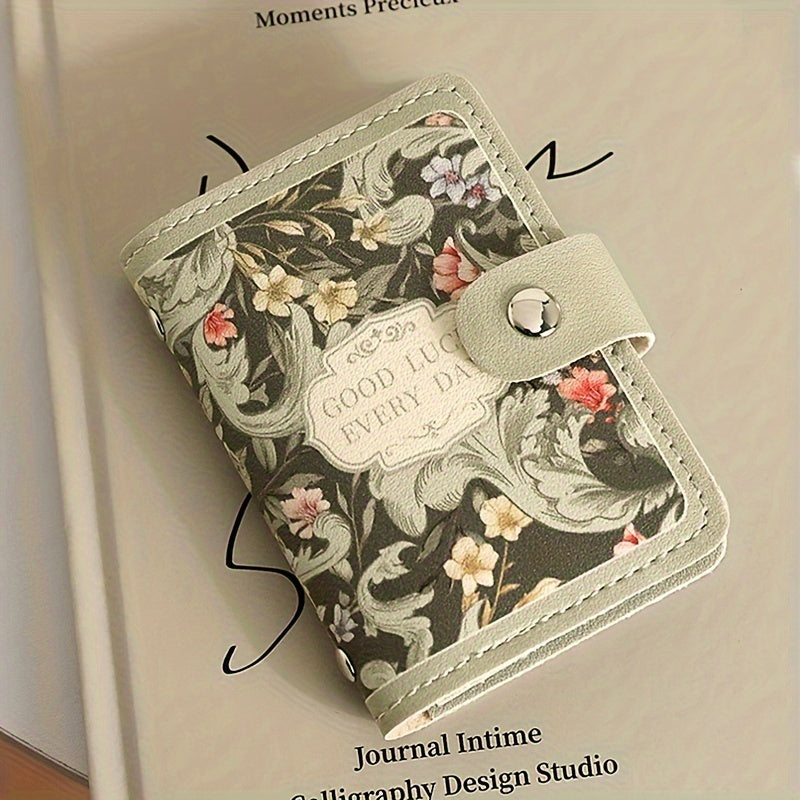 Women's Floral Credit Card Holder Wallet - Multi-Slot Organizer with Snap Closure, Compact ID & License Card Holder, Casual Chic Design for Everyday Use, Wallet Card Holder, Elegant Accessory, Durable Organizer