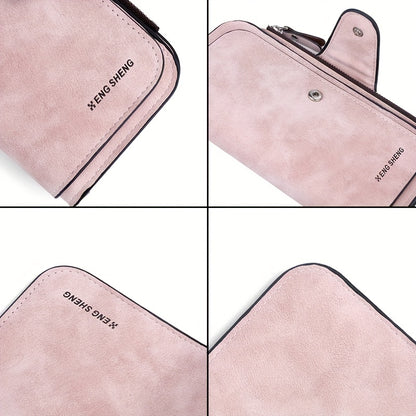 Carteira curta retro minimalista, bolsa de cor sólida para cartões de crédito, carteira com várias ranhuras para cartões