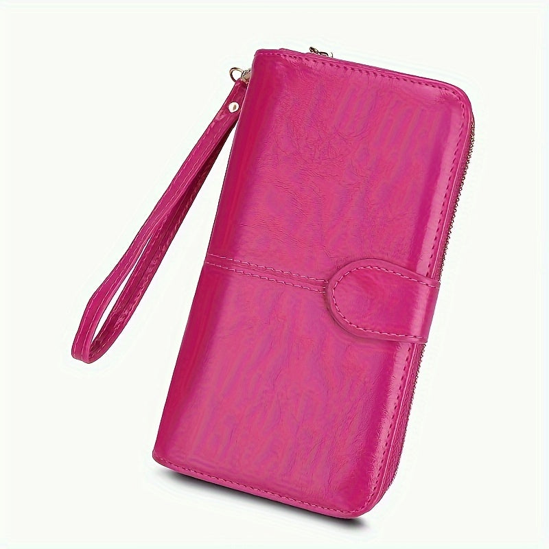 Bright And Shiny Long Wallet with Large Capacity for Multiple Cards, Combined with A Handbag, Featuring A Wrist Strap