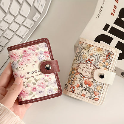 Women's Floral Credit Card Holder Wallet - Multi-Slot Organizer with Snap Closure, Compact ID & License Card Holder, Casual Chic Design for Everyday Use, Wallet Card Holder, Elegant Accessory, Durable Organizer