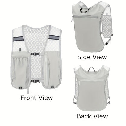 Unisex Lightweight Sports Vest with Multiple Pockets - Breathable Mesh Back, Adjustable Straps & Zippered Compartments for Running, Hiking, Gym - Hydration & Phone Storage, Black, Hiking Gear, Sleek Design, Secure Zipper Pockets