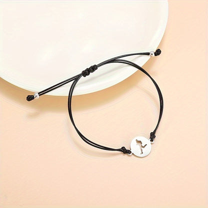 Stainless Steel Running Pattern Pendant Bracelet For Men Women, Gift For Boyfriend Girlfriend, Sports Lovers Gift