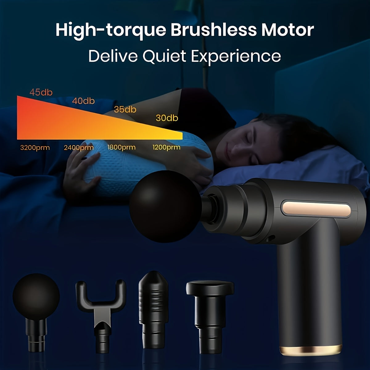 4-Head Interchangeable Massage Gun, 6 Adjustable Levels, LCD Display, Low Noise, USB Rechargeable, Perfect Holiday Gift!