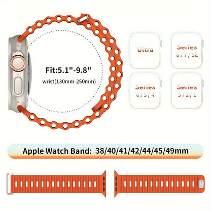 Waterproof Silicone Sport Band for iWatch - Fits 38mm to 49mm, Compatible with Series SE/Ultra/1-9, Replacement Strap with Secure Button Clasp
