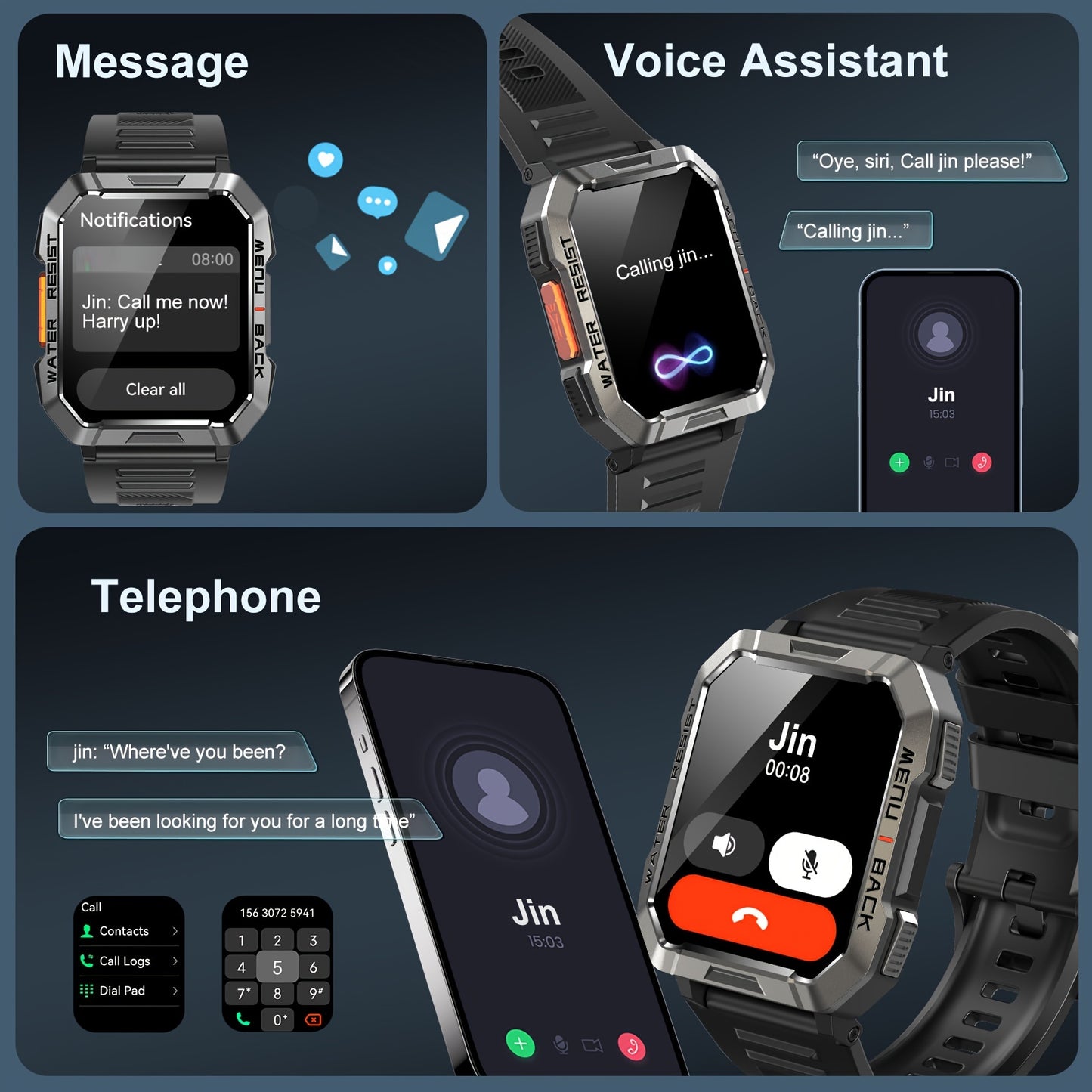 Blackview 900 MAh Men'S Smartwatch With LED Flashlight, Exercise Pedometer, Calorie Calculator Sports Bracelet, Sports Mileage Logger 2.01-Inch HD With Compass Outdoor Sports Watch, Finds Your Phone, Watch Birthday Gift Christmas Gift