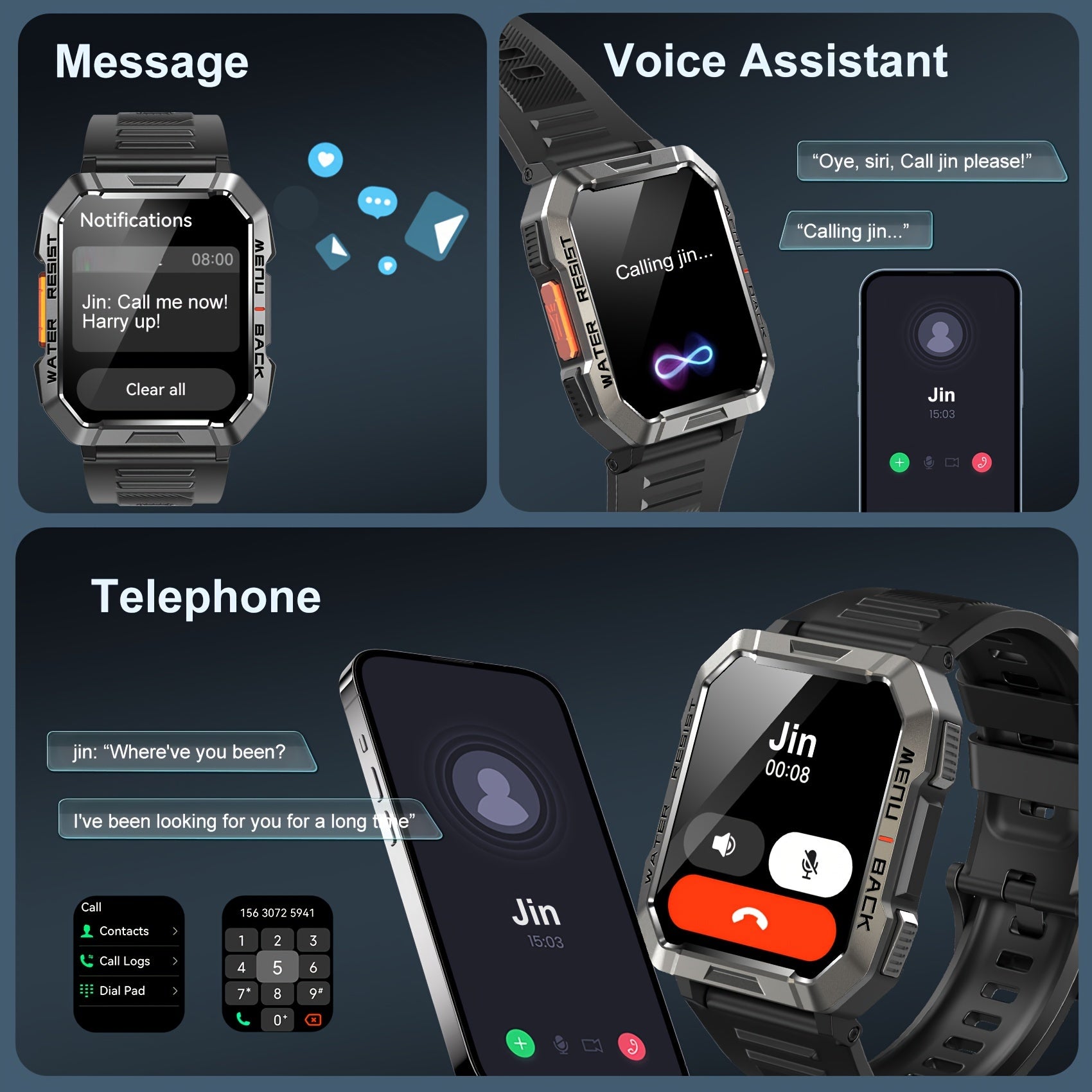 Blackview 900 MAh Men'S Smartwatch With LED Flashlight, Exercise Pedometer, Calorie Calculator Sports Bracelet, Sports Mileage Logger 2.01-Inch HD With Compass Outdoor Sports Watch, Finds Your Phone, Watch Birthday Gift Christmas Gift