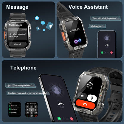 Blackview 900 MAh Men'S Smartwatch With LED Flashlight, Exercise Pedometer, Calorie Calculator Sports Bracelet, Sports Mileage Logger 2.01-Inch HD With Compass Outdoor Sports Watch, Finds Your Phone, Watch Birthday Gift Christmas Gift