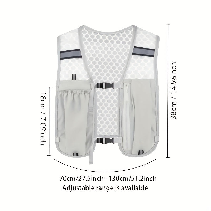 Unisex Lightweight Sports Vest with Multiple Pockets - Breathable Mesh Back, Adjustable Straps & Zippered Compartments for Running, Hiking, Gym - Hydration & Phone Storage, Black, Hiking Gear, Sleek Design, Secure Zipper Pockets
