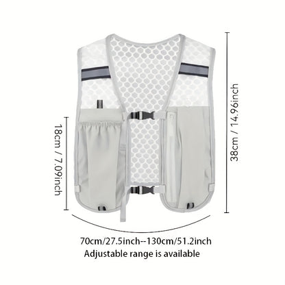 Unisex Lightweight Sports Vest with Multiple Pockets - Breathable Mesh Back, Adjustable Straps & Zippered Compartments for Running, Hiking, Gym - Hydration & Phone Storage, Black, Hiking Gear, Sleek Design, Secure Zipper Pockets