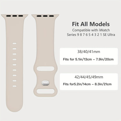 Compatible with iWatch Bands 38mm 40mm 41mm 42mm 44mm 45mm 49mm, Soft Silicone Waterproof Replacement Strap for Women, Fits iWatch Series 9/8/7/6/5/4/3/2/1/SE/Ultra/Ultra 2 (Band Only, Watch Not Included)