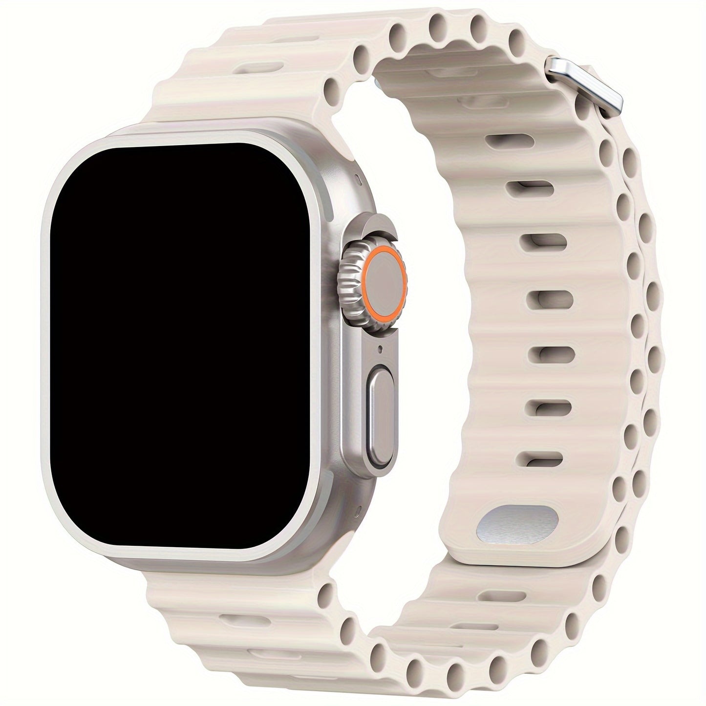 Waterproof Silicone Sport Band for iWatch - Fits 38mm to 49mm, Compatible with Series SE/Ultra/1-9, Replacement Strap with Secure Button Clasp