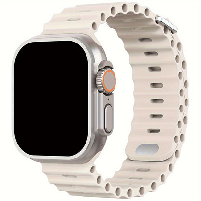 Waterproof Silicone Sport Band for iWatch - Fits 38mm to 49mm, Compatible with Series SE/Ultra/1-9, Replacement Strap with Secure Button Clasp