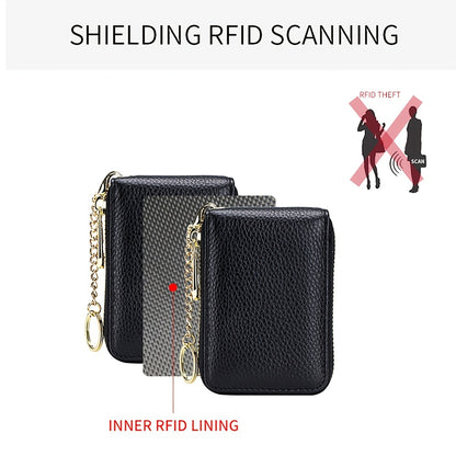 RFID Credit Card Holder, Casual Multi-compartment Wallet, Simple Zip Around Card Case