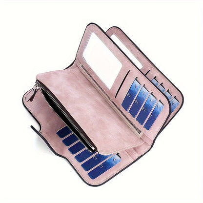 Carteira curta retro minimalista, bolsa de cor sólida para cartões de crédito, carteira com várias ranhuras para cartões