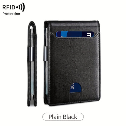 MIYIN RFID Blocking Carbon Fiber Wallet - Ultra-Slim Bi-Fold Credit Card Holder with ID Window, Portable Front Pocket Money Clip, Ideal Couple'S Gift, Minimalist Design, Synthetic Faux Leather Lining, Secure Closure Wallet | Minimalist Wallet | Textured Faux Leather Wallet